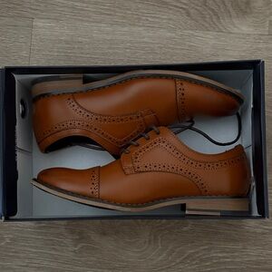 Elegant Tan Leather Dress Shoes for Kids